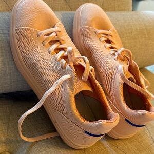 Rothy Womens Peach Lace-Up Sneakers- EUC
